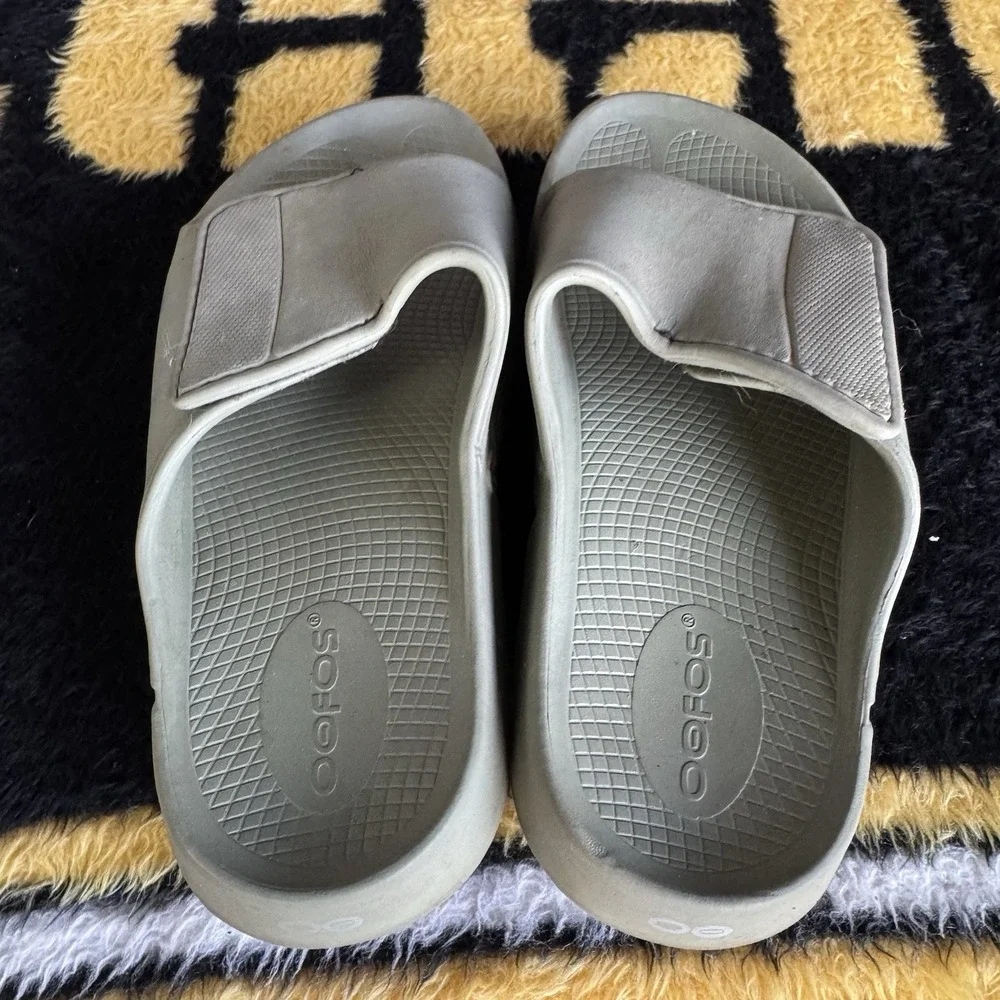 Size M6/W8 - Oofos Ooahh Sport Flex Slide Sandals Sage Green Comfort